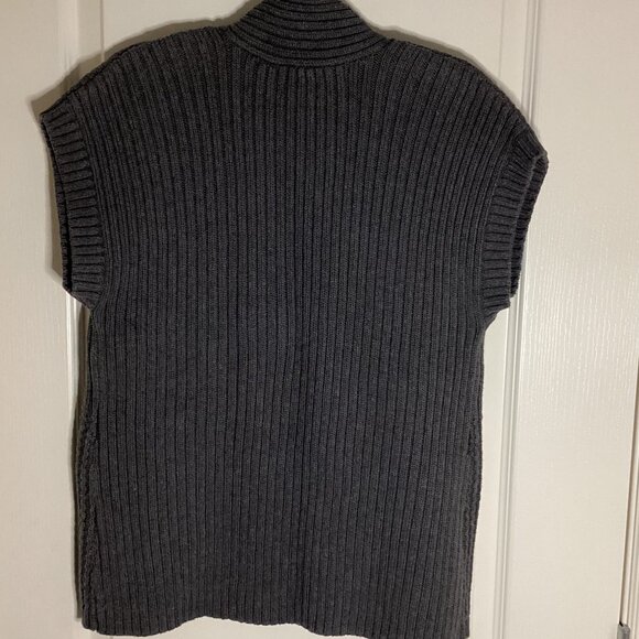 Bass & Co Women's Sleeveless Open Front Cable Knit Sweater Vest Size M Dark Gray - Picture 4 of 6